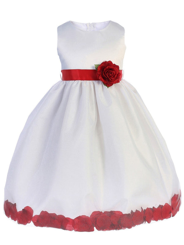 Crayon Kids Baby Girls White Red Floating Petals Flower Girl Dress 6-24M - SophiasStyle.com